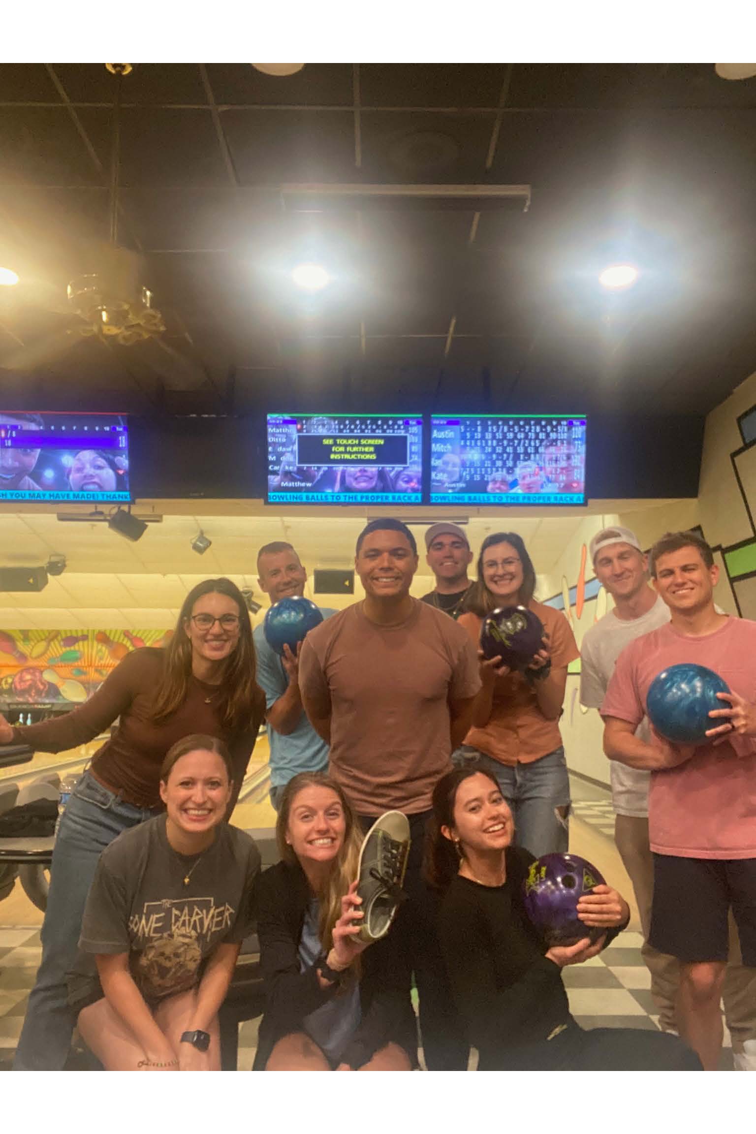 The Psychiatry residents invite their visiting sub-interns to a friendly bowling match. 