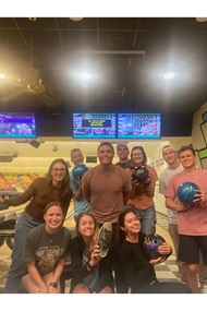 The Psychiatry residents invite their visiting sub-interns to a friendly bowling match. 