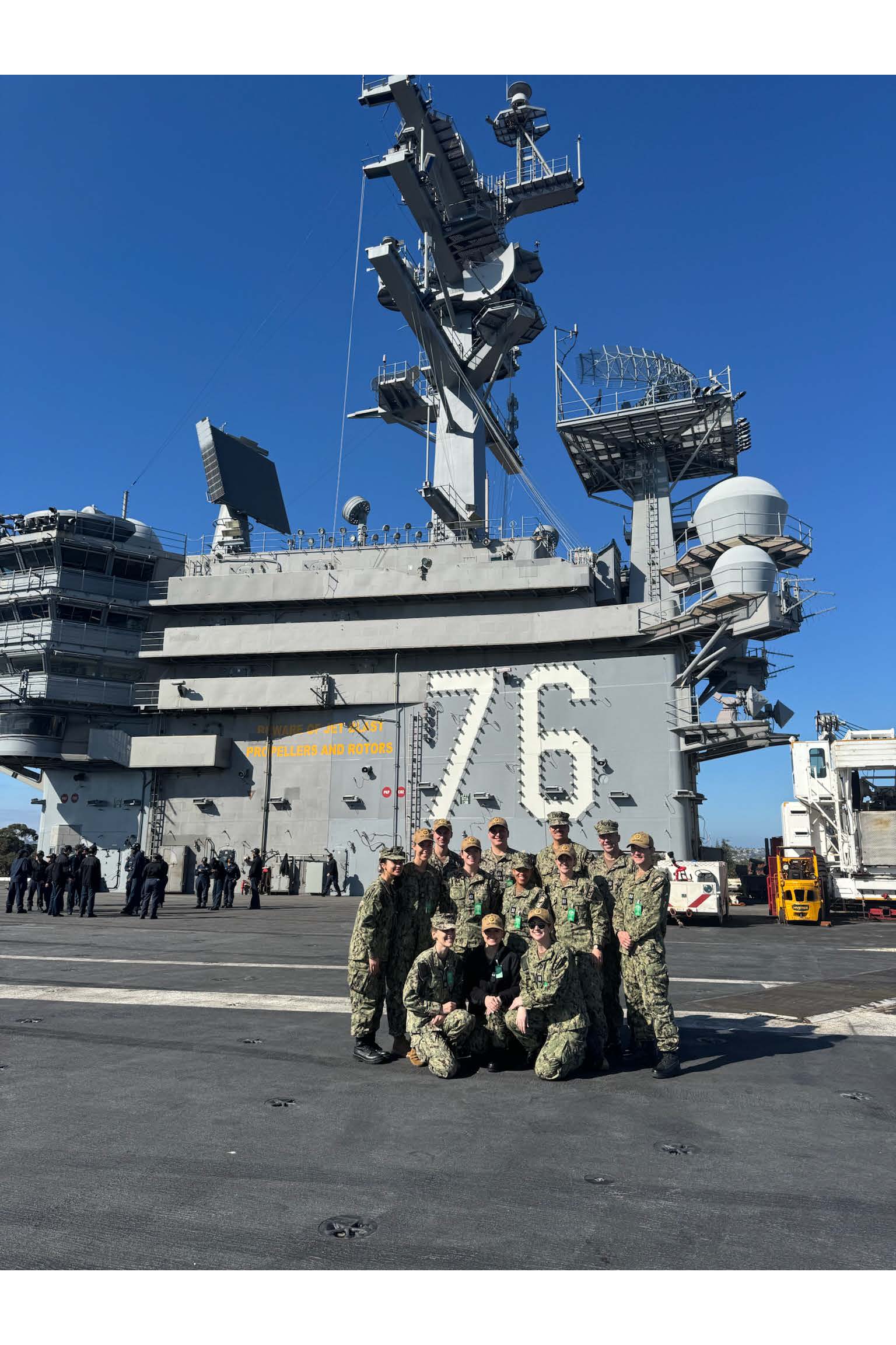 Psychiatry residents take a tour of the USS Ronald Reagan to explore operational assignment opportunities.