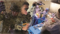 Collage of images of military healthcare providers delivering care.