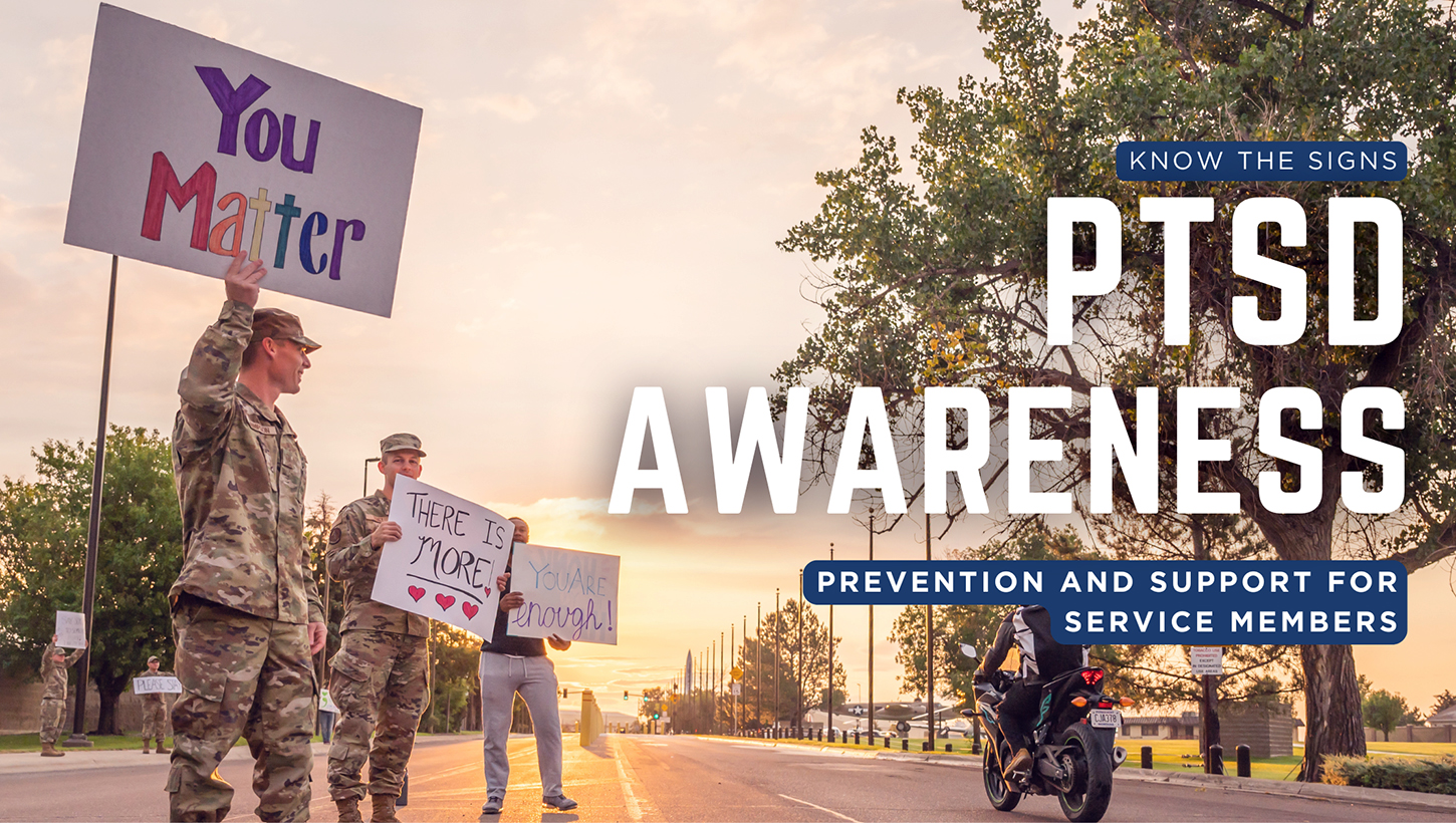 Military personnel holding encouraging signs 