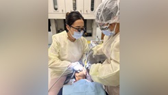 U.S. Army Captain Rachel Shi working on a procedure