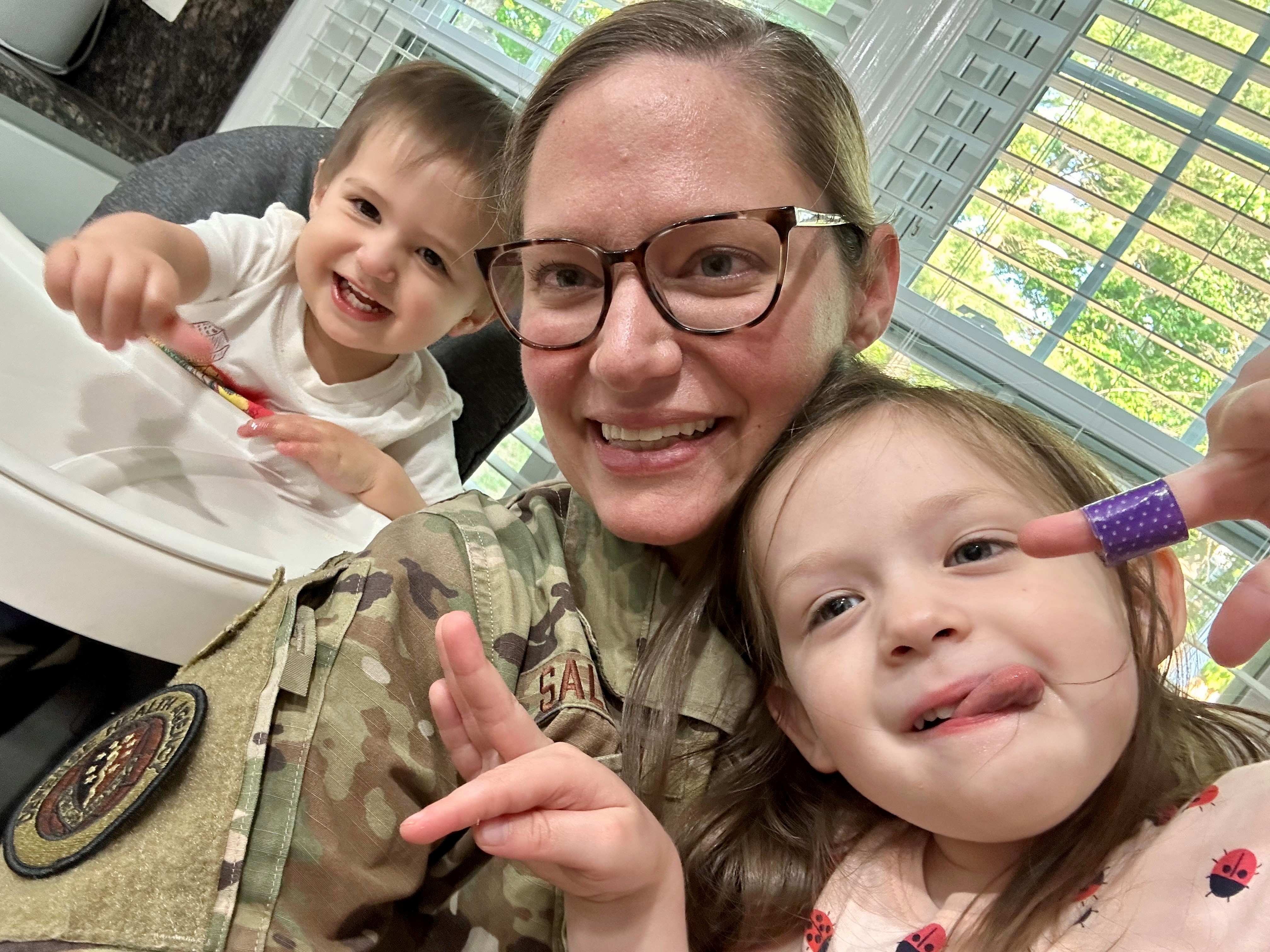 United States Air Force Major Jennifer Salguero and kids
