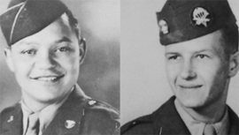 U.S. Army combat medics Pvt. Robert E. Wright and Pvt. Kenneth J. Moore