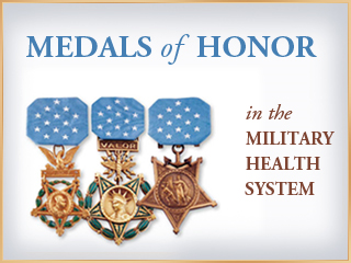 MHS Medal Of Honor Graphic showing the Army, Navy and Air Force versions of the medal