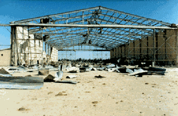 Figure 6. Blast damaged aircraft maintenance hanger
