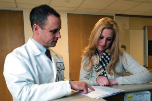 Doctor reviews patient summary