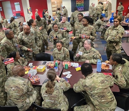 A unit of Tennessee Air National Guardsman Socializing