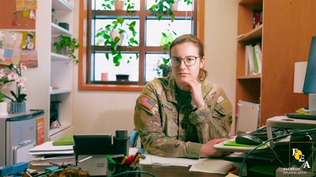 image of military therapist at her desk