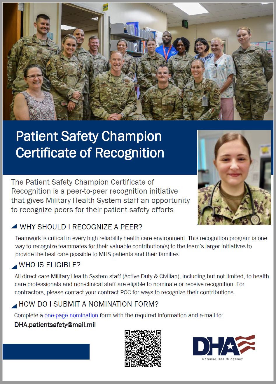 Patient Safety Champion Recognition Program | Health.mil