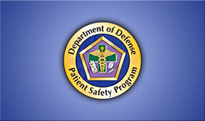 Image of the DoD Patient Safety Program (PSP) logo with a blue background.