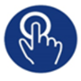 Icon of sensitivity to operations. The image includes a finger pointing into circle. 