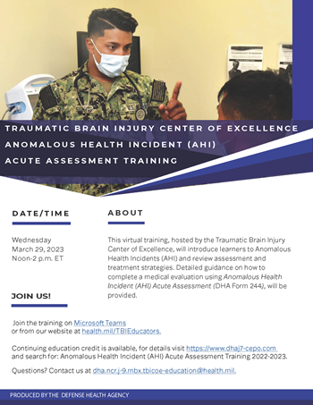 Thumbnail image of the downloadable flier for the AHI Acute Assessment Training event