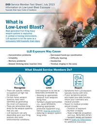 Thumbnail of Downloadable Low-Level Blast Fact Sheet for Service Members