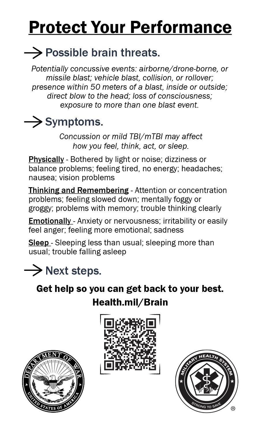 Protect Your Performance resource card, black and white version, 3x5.