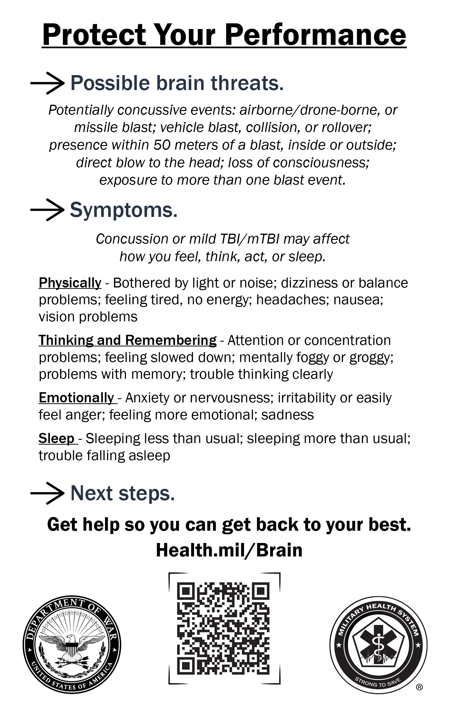 Protect Your Performance resource card, black and white version, 5x8.