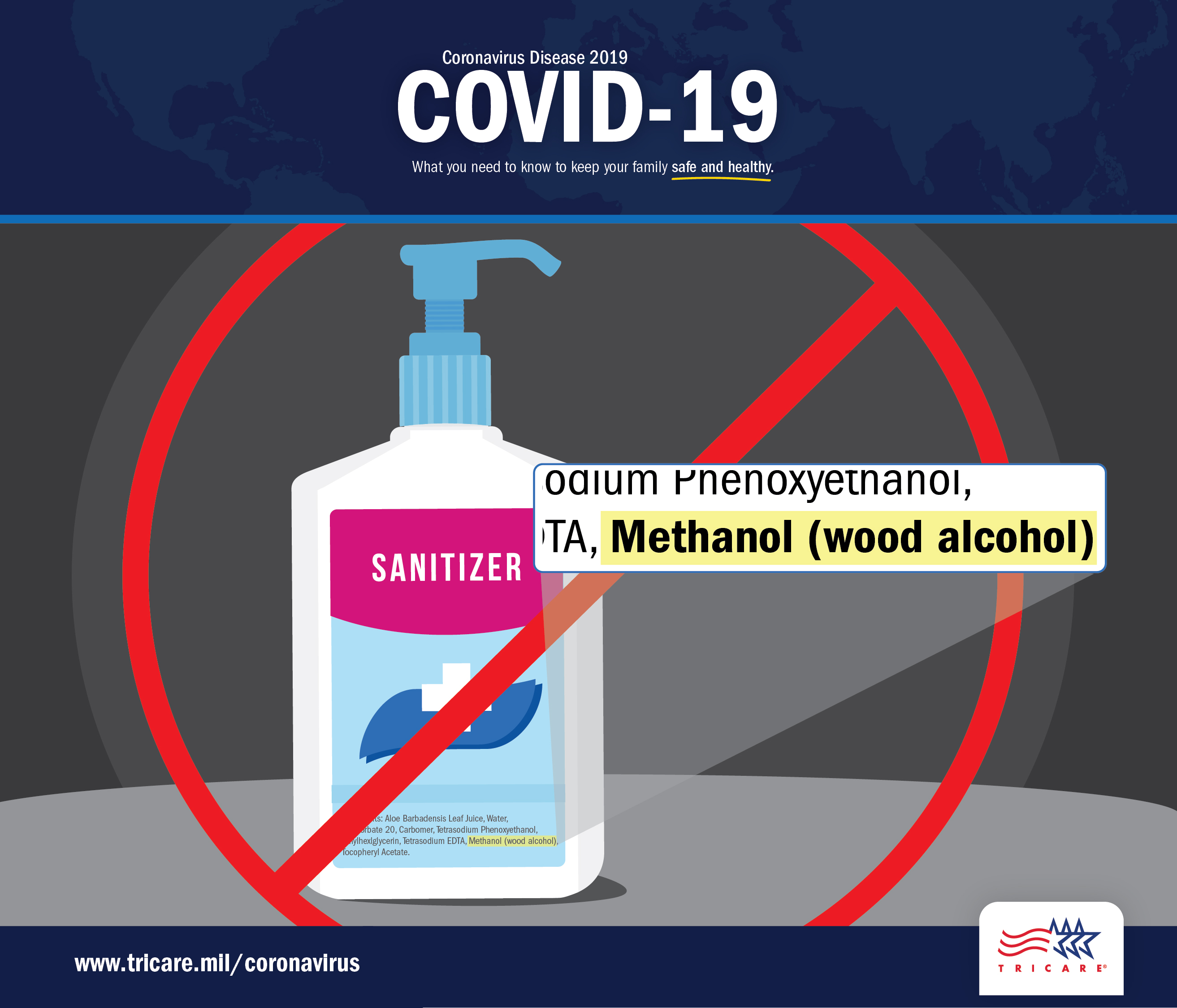 Link to Infographic: You should avoid using hand santizers that contain the wood alcohol, Methanol.