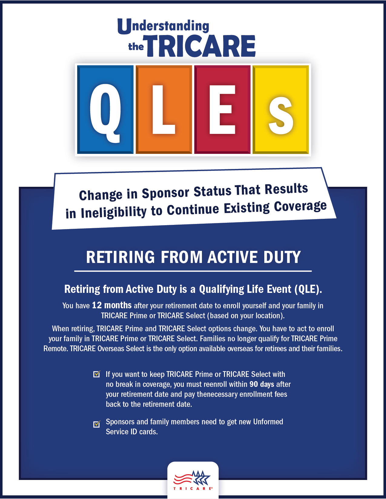 Link to Infographic: This image describes how retiring from active duty may change your TRICARE plan options