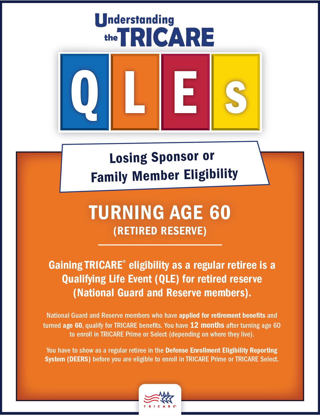 This image describes how turning age 60 may change your TRICARE plan options