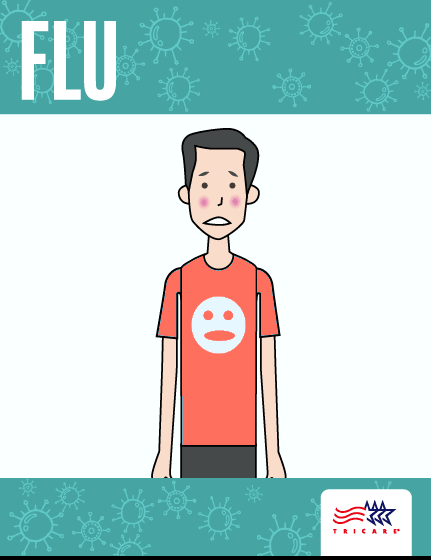 Link to Infographic: GIF with text about flu symptoms 