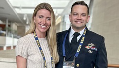 U.S. Navy Lt. Erin N. Snyder, M.D. and Lt. Alex Murray, resident physicians at Naval Medical Center San Diego, pose for a photo