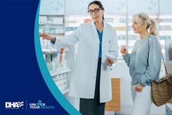 A pharmacist speaking with a patient
