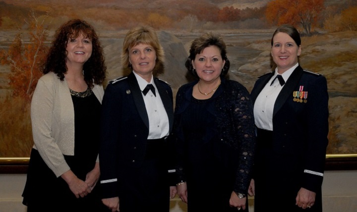 Receiving the 2015 MHS Nursing Leadership Excellence Awards are (left to right): Civilian Junior - Melanie Shreve, Ft. Riley, Kan.;  Military Senior – Air Force Col. Christine Berberick, Scott Air Force Base, Ill.;  Civilian Junior - Roberta Pound, Shaw Air Force Base, S.C., and  Military Junior – Air Force Maj. Janet Blanchard, Malmstrom Air Force Base, Mont. (Photo by MHS Communications Division)
