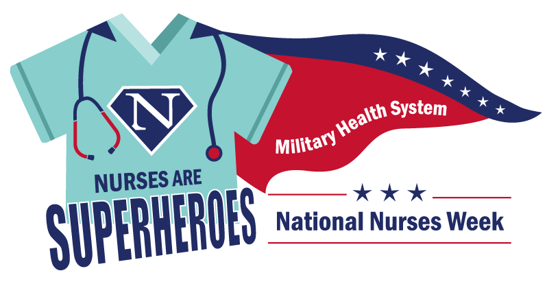 The Military Health System’s 2019 National Nurses Week logo was developed to celebrate nurses as superheroes in a fun way.  The logo may be used in your materials and for your celebrations and activities.  To maintain brand integrity please use the provided logo without any alterations.