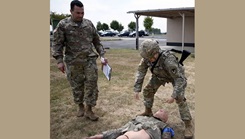 Military personnel in combat training exercise 