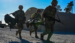 U.S. Air Force medics assigned to the 31st Combat Air Base Squadron participate in training with Special Operations Forces Medical Element 