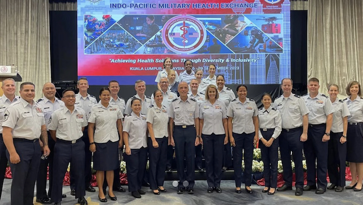 U.S. Air Force participants of the 2023 Indo-Pacific Health Exchange pose for a group picture in Kuala Lumpur, Malaysia September 26-29, 2023. The 2023 Indo-Pacific Military Health exchange is a multilateral military event focused on global health interoperability.  (Courtesy photo)