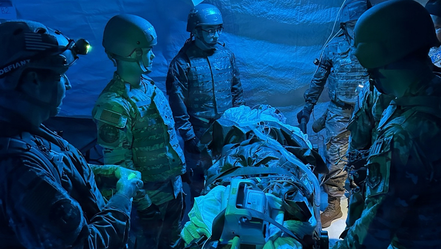 Reserve members stand up an operational medical staging facility from the ground up at Camp Shelby, Miss. during Patriot Medic 2026