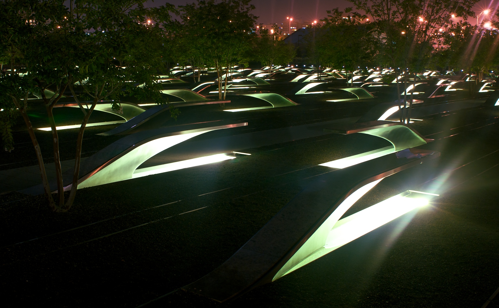 Photo of the National 9/11 Pentagon Memorial. The Pentagon Memorial was created to remember and honor those family members and friends who are no longer with us because of the events of September 11, 2001 at the Pentagon. (Courtesy photo by Kevin Dwyer)