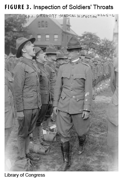 Photo of WWI, U.S. Army medical inspection line.
