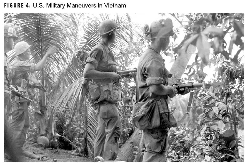 Photo of U.S. soldiers on patrol in Vietnam. 
