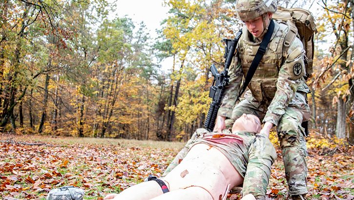 U.S. Army Sgt. Eli Jeanquart during casualty excercise