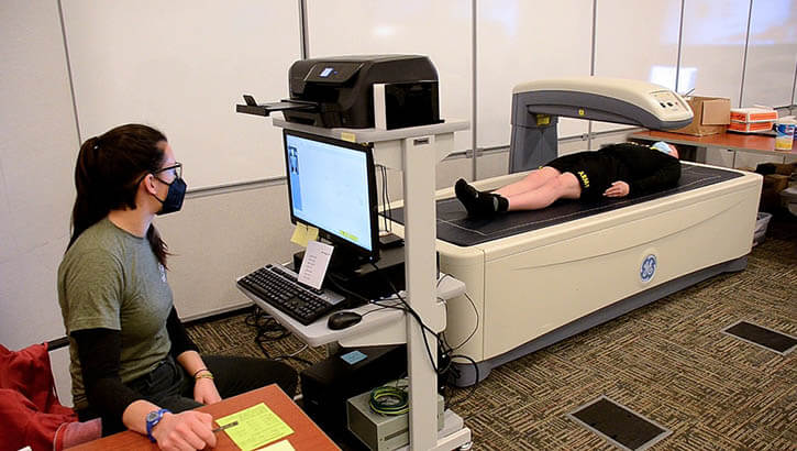 Military personnel during a body composition study 