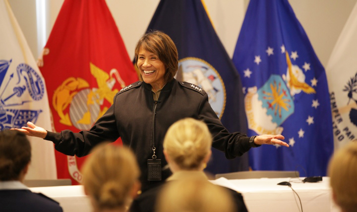 Navy Vice Adm. Raquel Bono, director of the Defense Health Agency, has been recognized by Modern Healthcare magazine as one of the 50 most influential physician executives and leaders for this year. (MHS file photo)
