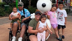 The Peko family at Worlds of Fun Amusement Park June 10, 2023. Since suffering a stroke in 2022, U.S. Army Sgt. 1st Class Jack Peko has relied on his wife, Gloriah, as his primary caregiver. (Courtesy Photo)