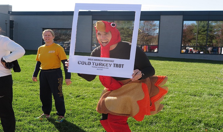 Air Force Lt. Col. Bill Malloy dressed as the Cold Turkey at the Defense Health Agency Cold Turkey Trot for the Great American Smokeout, November 24, 2015.