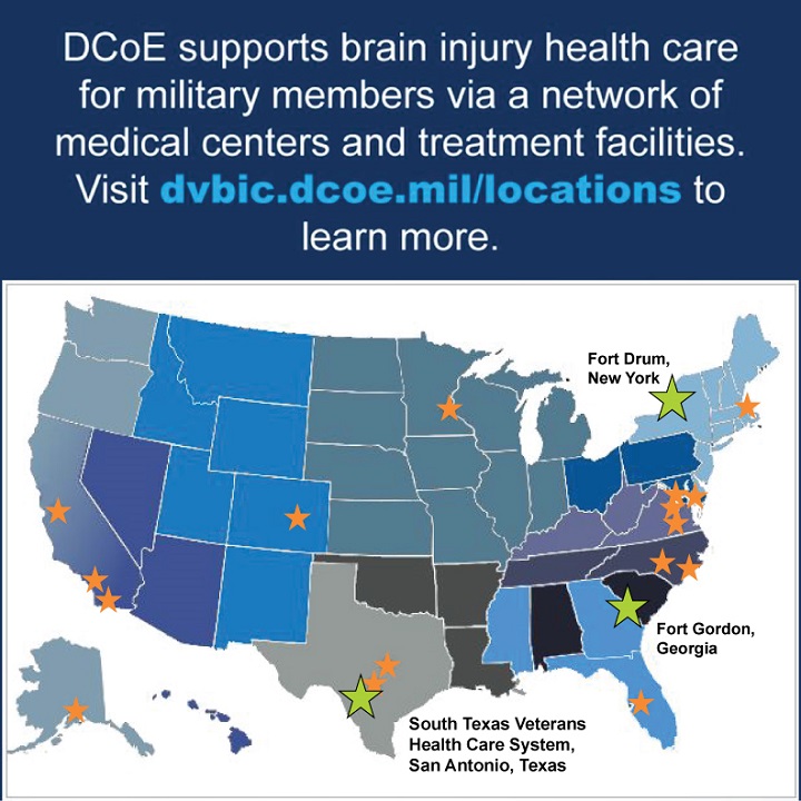 The Defense and Veterans Brain Injury Center recently added traumatic brain injury network sites at Fort Drum, New York, Fort Gordon, Georgia and San Antonio.