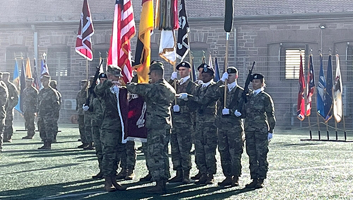 Military personnel at color ceremony