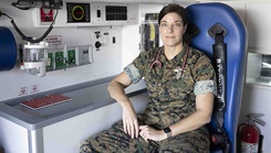 U.S. Navy Lt. Cmdr. Lauren Kaldoner, 2nd Medical Battalion, 2nd Marine Logistics Group, poses for a photo in Norfolk, Virginia, on Oct. 15, 2024. Kalodner was part of a Uniformed Service University educational assignment to the equatorial West Africa nation of Ghana for two weeks of in-depth field work. The Military Tropical Medicine field mission provided an ideal natural environment for increasing her knowledge to confront and prevent endemic, infectious diseases prevalent in a tropical setting. (Photo by U.S. Marine Lance Cpl. Thirteen Bahizi)  