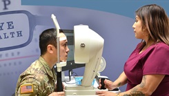 Soldier taking an eye exam