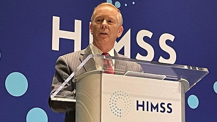 Image of Dr. Barclay Butler, the Defense Health Agency’s assistant director of management, spoke at the annual Health Information Management Systems Society conference in Orlando, Florida, in March. (Photo: Claire Reznicek, MHS Communications).