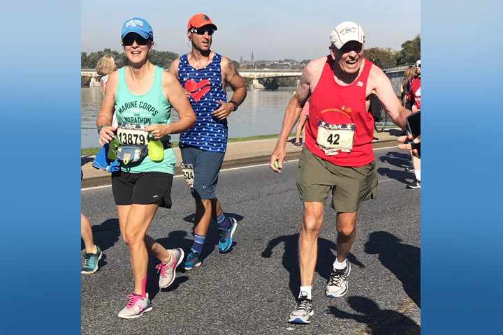 Elisa Zwanenburg (left) and Al Richmond (right) engage in their favorite father-daughter activity, marathon running. (Courtesy photo by James Frank)
