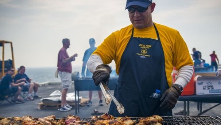 Image of Someone cooking on a grill.