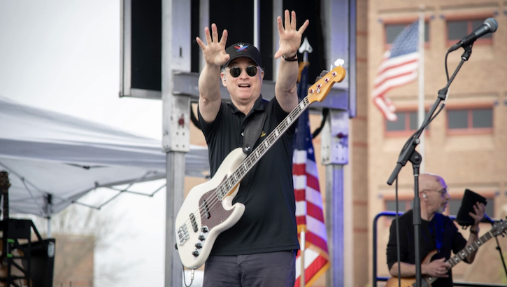 Gary Sinise performs with the Lt. Dan Band at Brooke Army Medical Center, Joint Base San Antonio 