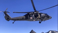 A Black Hawk helicopter assigned to U.S. Army Air Ambulance Detachment-Yakima, 2-158 Assault Helicopter Battalion, 16th Combat Aviation Brigade flies over central Washington. The brigade engages in critical aeromedical evacuation support. With their commitment to saving lives, the unit demonstrates readiness and operational effectiveness in various challenging situations. (Photo by U.S. Air Force Sgt. Brandon Bruer/16th Combat Aviation Brigade) 