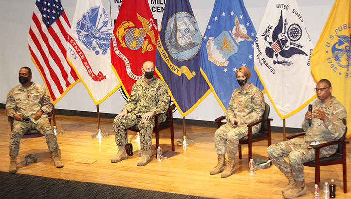 Image of A panel of military personnel .